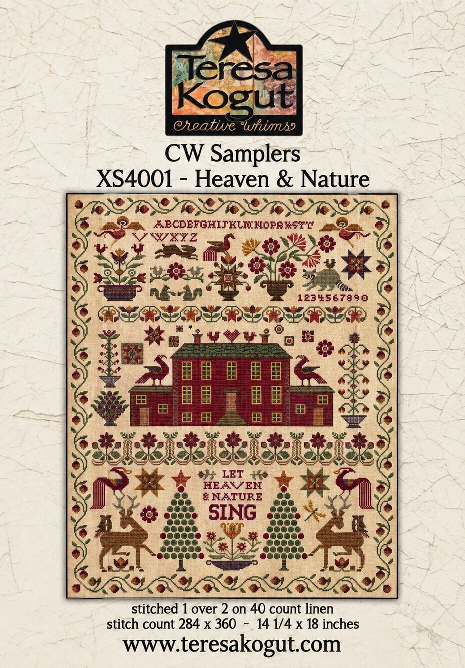 Teresa Kogut Primitive Cross Stitch Chart DMC Heaven & Nature Pattern